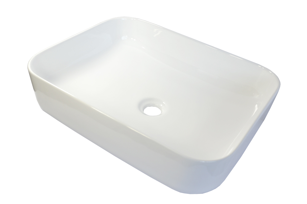 1x Handwaschbecken Waschbecken Keramik Aufsatz eckig groß weiß neu Bad